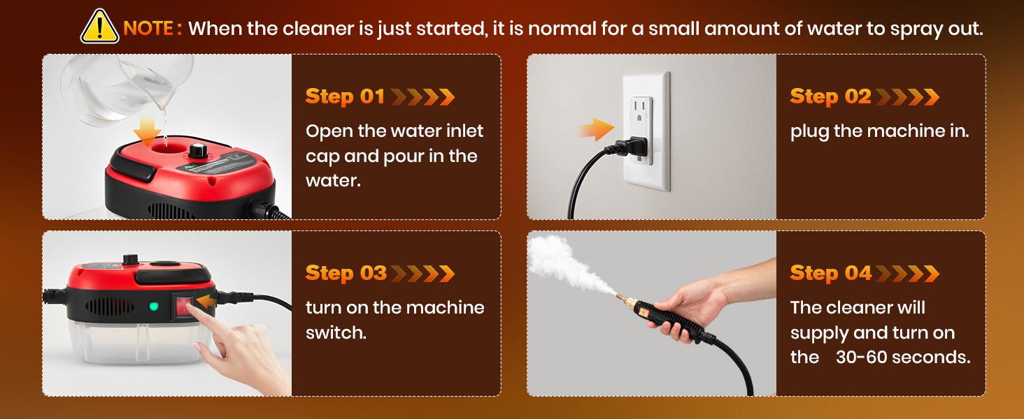 Portable Handheld Steam Cleaner, High Temperature Pressurized Steam Cleaning Machine with Brush Heads for Kitchen Furniture Bathroom Car, 110V