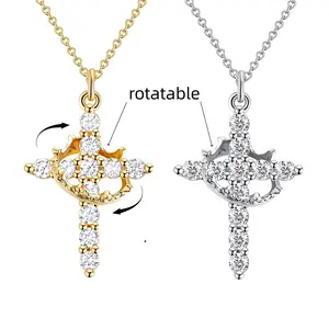 Crown Cross Necklace for Women, Crown Cross Pendant Necklace, Non-Tarnish Faith Jewelry for Women, Christian Religious Gifts for Her with gift box