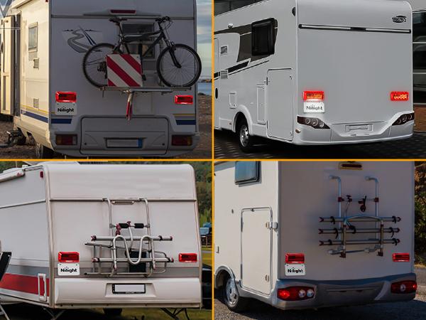 Nilight LED RV Tail Light 2PCS 72 LED Red Running Stop Brake Turn Signals Light White License Plate Light Surface Mount Waterproof Taillights for RV Caravan Camper Van