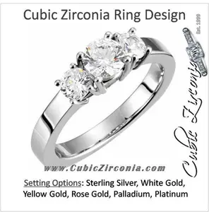 Cubic Zirconia Engagement Ring- The Tracy (Round 1.5-2.0 TCW 3-Stone Petite Band)