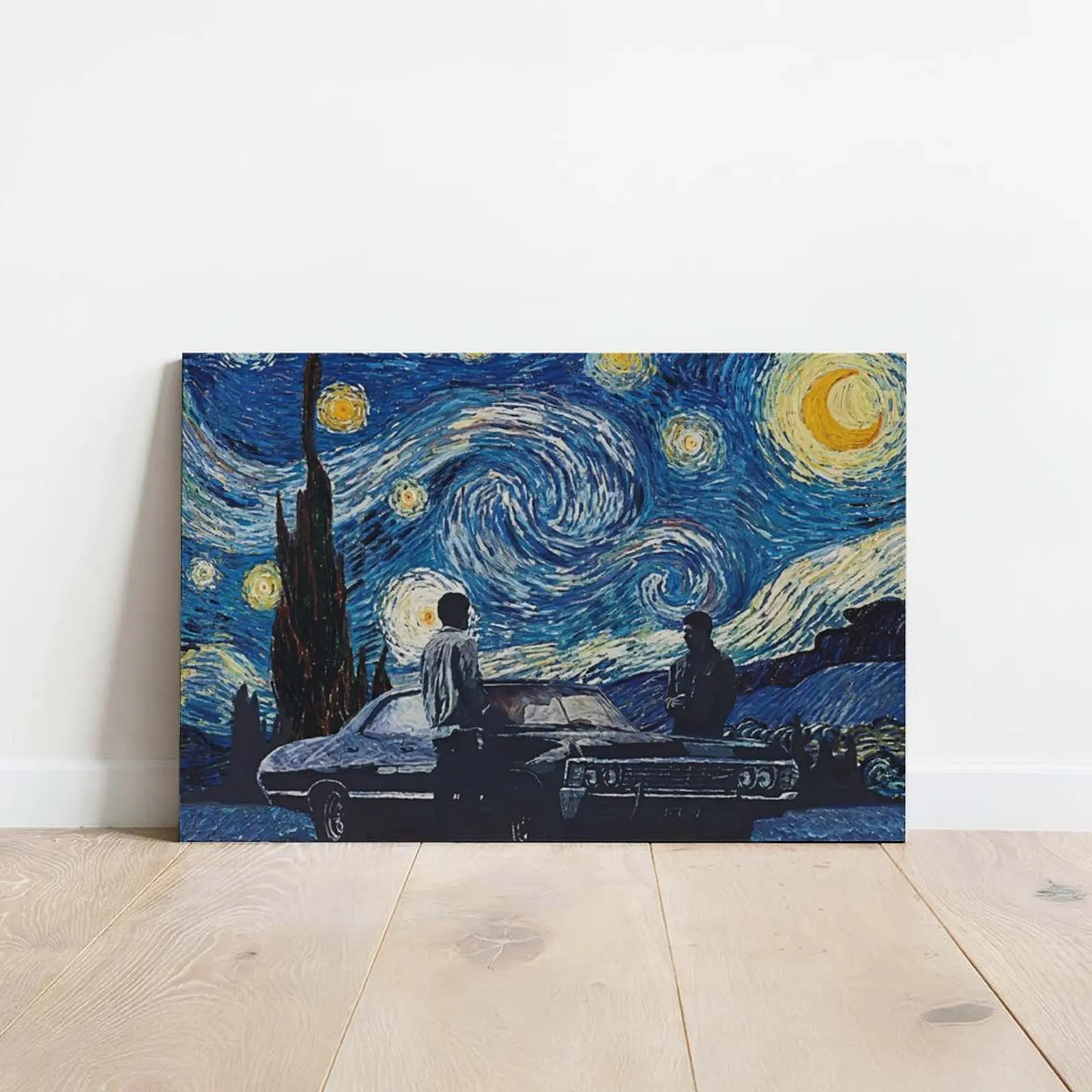 Van Gogh-Inspired Starry Night Supernatural TV Series Poster, Retro Fantasy Dark Art Star Pattern Print, Collectible for TV Show Fans, Home Office-Dorm Room Wall Decor, Dorm Room Decor, Van Gogh Insp.