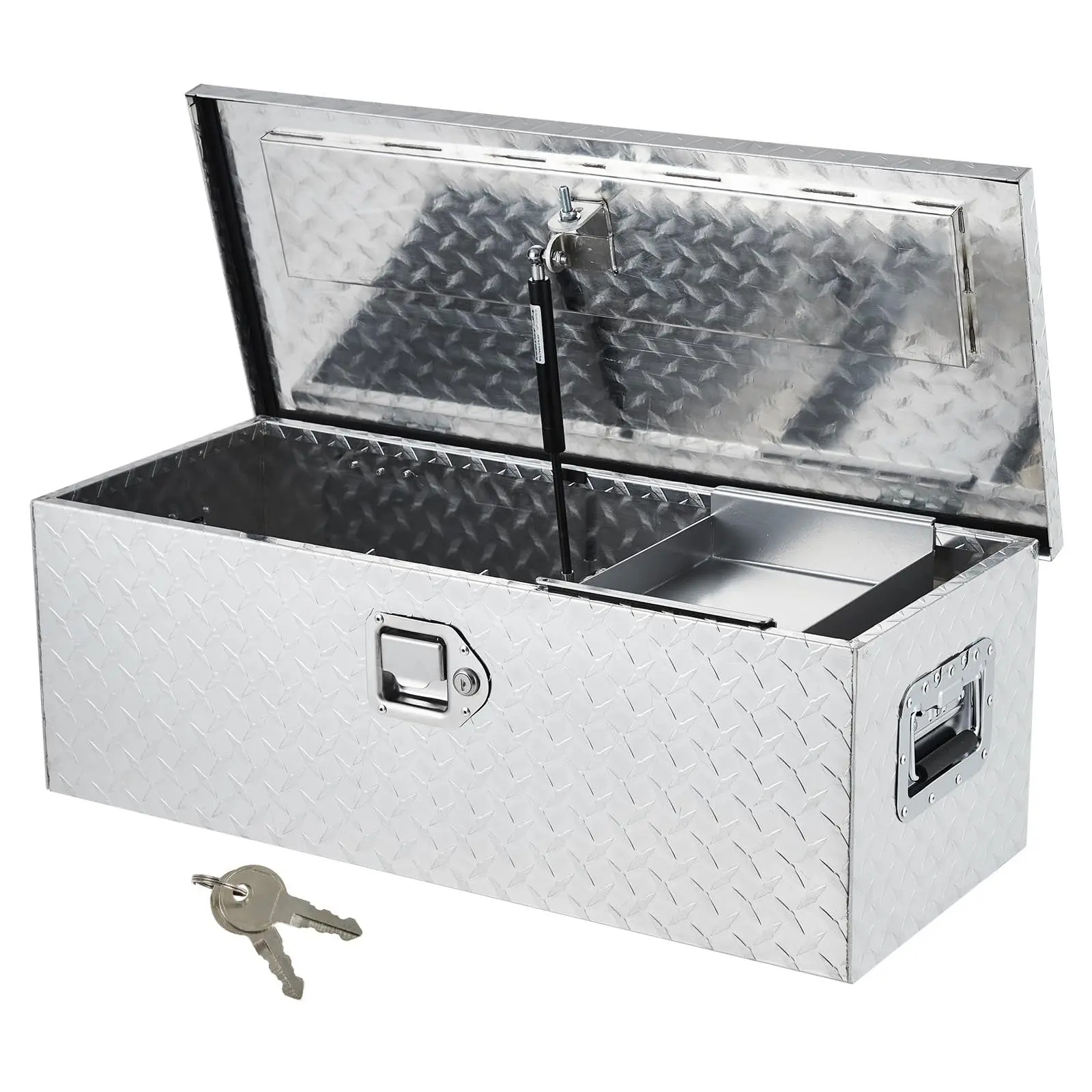 GARVEE 30 Inch Aluminum Truck Tool Box, Truck Bed Storage Box with Security Lock and Wider Handles, Heavy Duty Waterproof Tool Box Organizer Chest for Pick Up Truck Rv Trailer - Silver