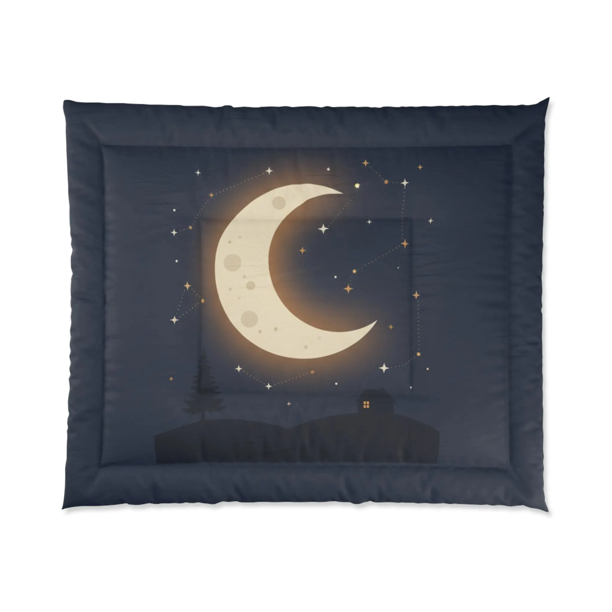 Moonlit Night Comforter — Cozy Crescent Moon Bedding for Bedroom