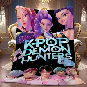 K-Pop Devil Hunter Anime Plush Blanket, Soft and Comfortable Flannel, Suitable for Air-conditioned Sofas, Beds, and Other Home Décor.Ideal for Spring and Summer, It Can Be Used As A Cozy Nap Blanket or A Christmas Gift.
