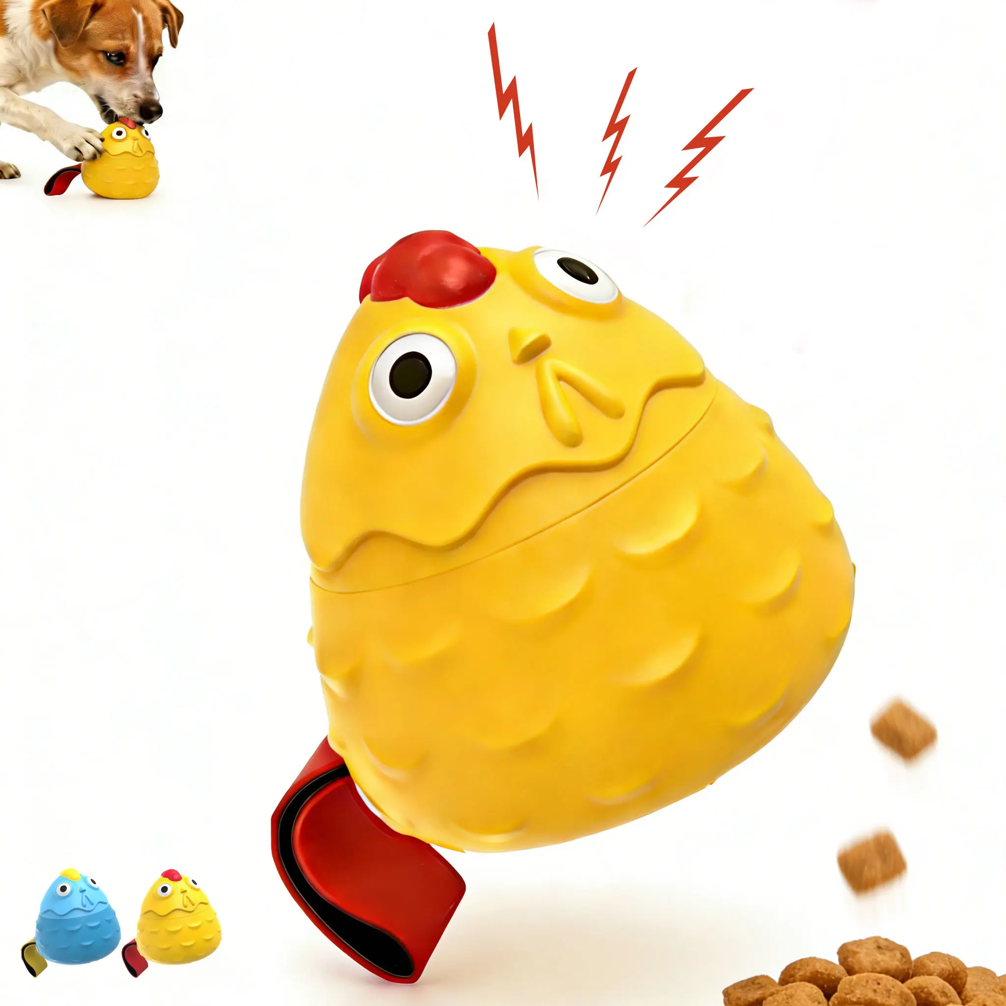 Kawiwi Natural Rubber Interactive Training Ball Food-Dispensing Puzzle Dog Toy - Sound-Making, Treat-Dispensing, Energy-Burning, Anxiety & Depression Relief