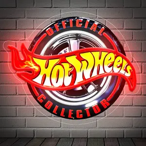 Hot Wheels LED Neon Sign, Dimmable, Great for Wall Decoration. Racing Car Logo Neon Sign, Powered By USB, Perfect for Studios, Auto Repair Shops, Men's Lounges, or as a Birthday Gift
