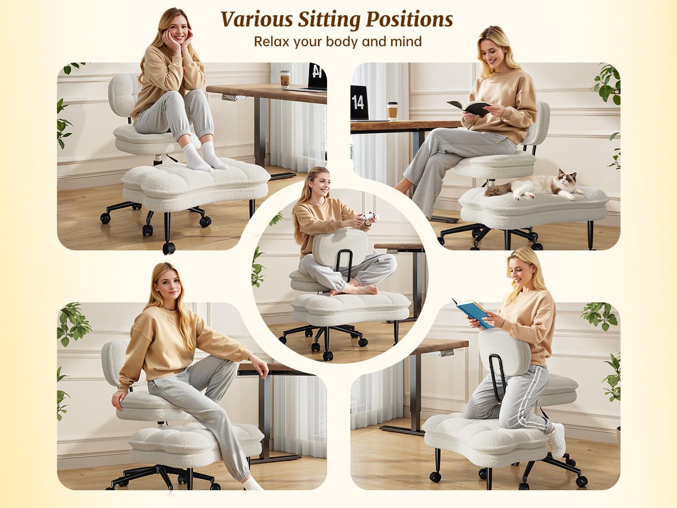 Raybee Cross Legged Office Chair, 360 Swivel Meditation Kneeling Chair with Wheels, ADHD Chair with Height Adjustable Seat for ADHD,Relaxation, Home Office Furniture Gift [LoveatFirstFind]