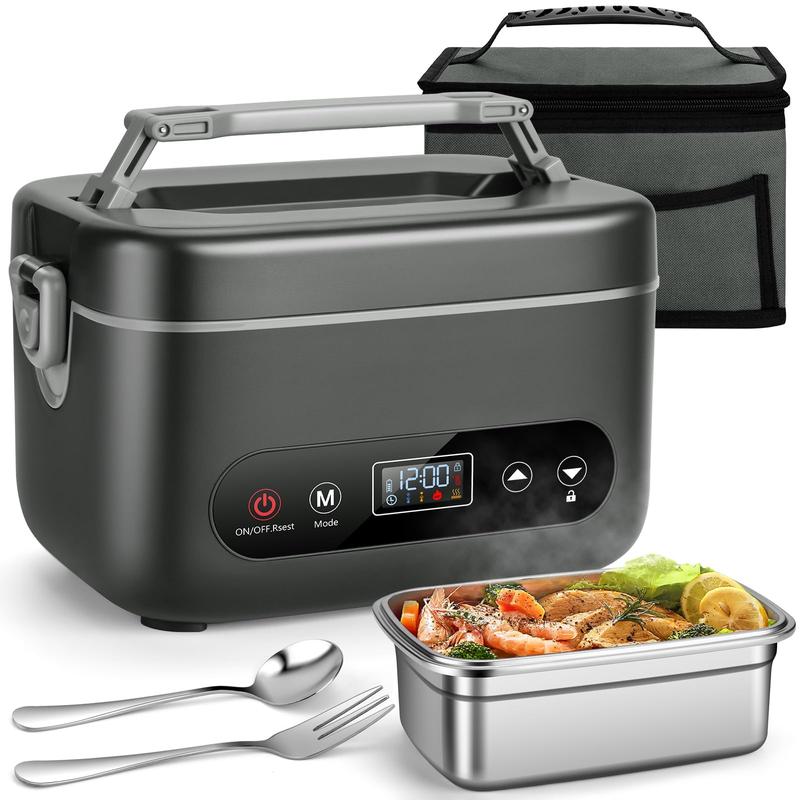 Adult Wireless Electric Heating Lunch Box, 8000mAh Rechargeable Timer Automatic Heating Lunch Box, 1L Portable Self-Heating Food Warmer With Fork And Spoon And Insulated Carrying Bag, Suitable For Office, Picnic, Car And Travel Outdoor Use