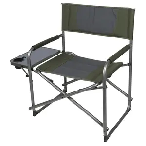 Oversized Director's Chair With Foldable Side Table, Heavy Duty 600lb Capacity XL Camping Chair, Portable Outdoor Seat With Carry Handle