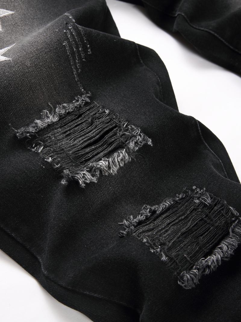 Men's Straight-Leg Ripped Jeans Four Seasons Comfortable Casual Black light blue dark blue gray Slim Fit Vintage Pantalones Para Hombre Washed Denim Pants in Various Colors