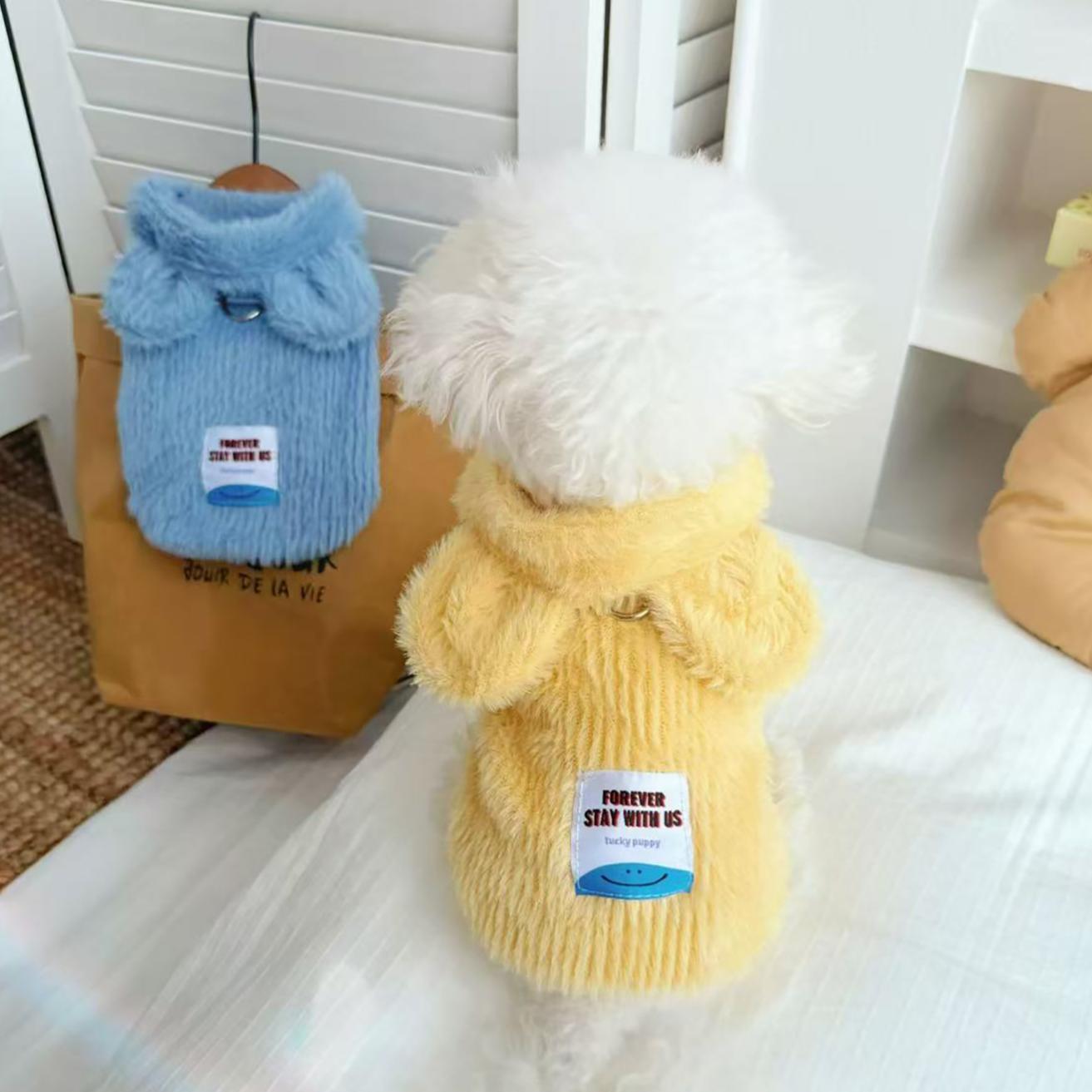 Pet Clothes Hoodie Warm Comfortable Thickened With Leash Ring Kitty Bichon Frise Maltese Schnauzer Winter For Small Medium Dog Cat D00025