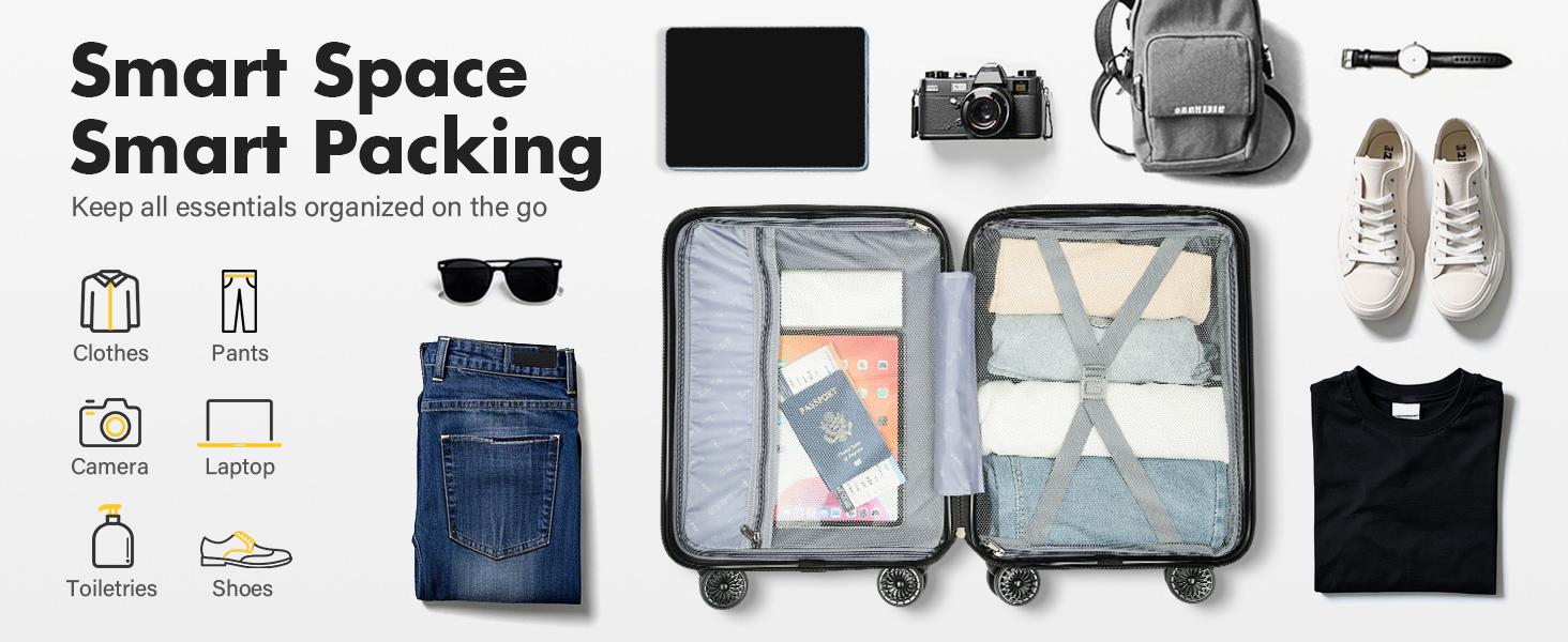 Lekesky 16 Inch Carry-On Luggage – Airline Approved Hardside Suitcase with TSA Lock, Spinner Wheels, Lightweight ABS Travel Bag for Men & Women