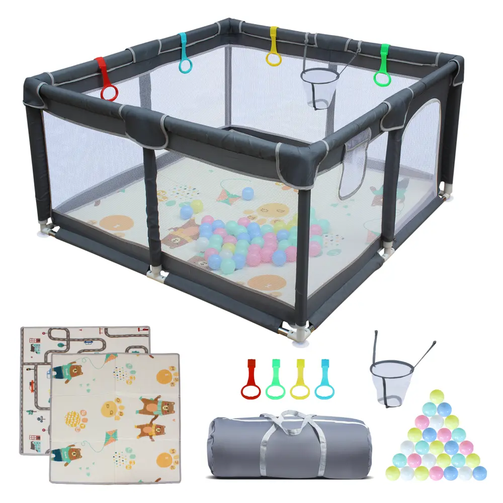 47in x 47in Square Portable Baby Playard - Durable Lightweight Fabric, Convenient Removable Enclosure, Reliable Material Indoor-Outdoor Furniture for 0-3 Years Children Care