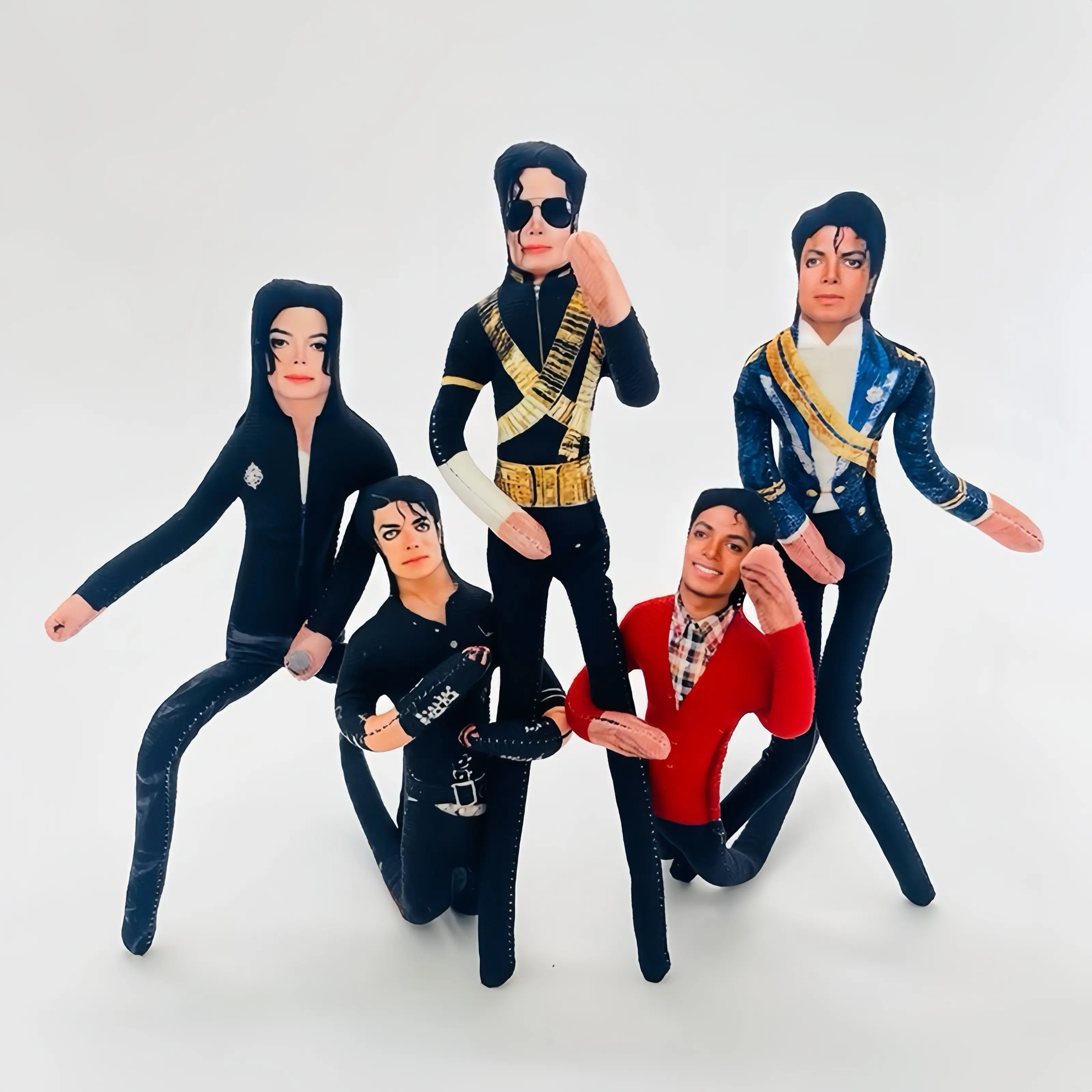 28cm Abstract Bendable Michael Jackson Plush Doll,Poseable Figure with Iron Wire Skeleton, Double-Sided Print Soft Huggable Stuffed Toy, Moveable Stuffed Animal, Gift for Music Fans, Home Decor