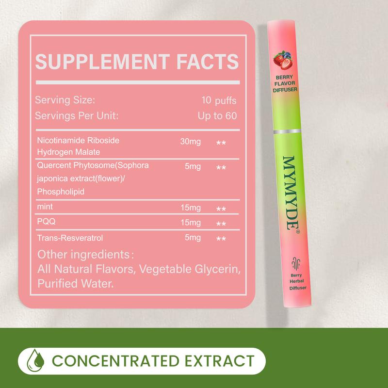 MYMYDE Dual Herbal Diffuser Set - Thyme & Mint Extracts for Lung Detoxification & Oral Air Freshening - Berry Flavor Diffuser - 1800 Puffs - GMO Free