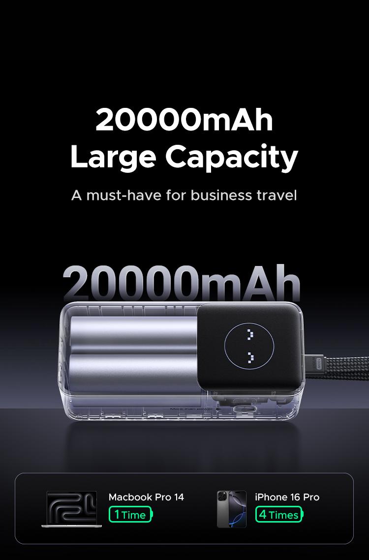 UGREEN Nexode Power Bank 20000mAh 130W Portable Charger Built-in USB C Cable, Pack with TFT Smart Display for MacBook/iPad/iPhone 17 16/Samsung S24 and More ,September Restock,TikTokShopSpringGlowUp,Greenish