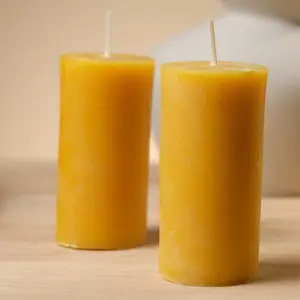 Pure Beeswax Pillar Candles 2 Pack - Natural Honey Scent, Clean Burning, Up to 70 Hours Burn Time, Handmade Natural Candles