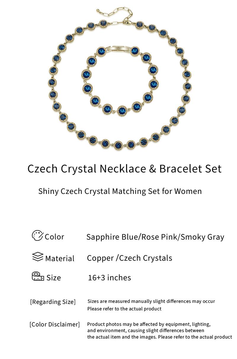 Czech Diamond Necklace & Bracelet Set – Romantic Jewelry Gift for Girlfriend, Anniversary & Birthday