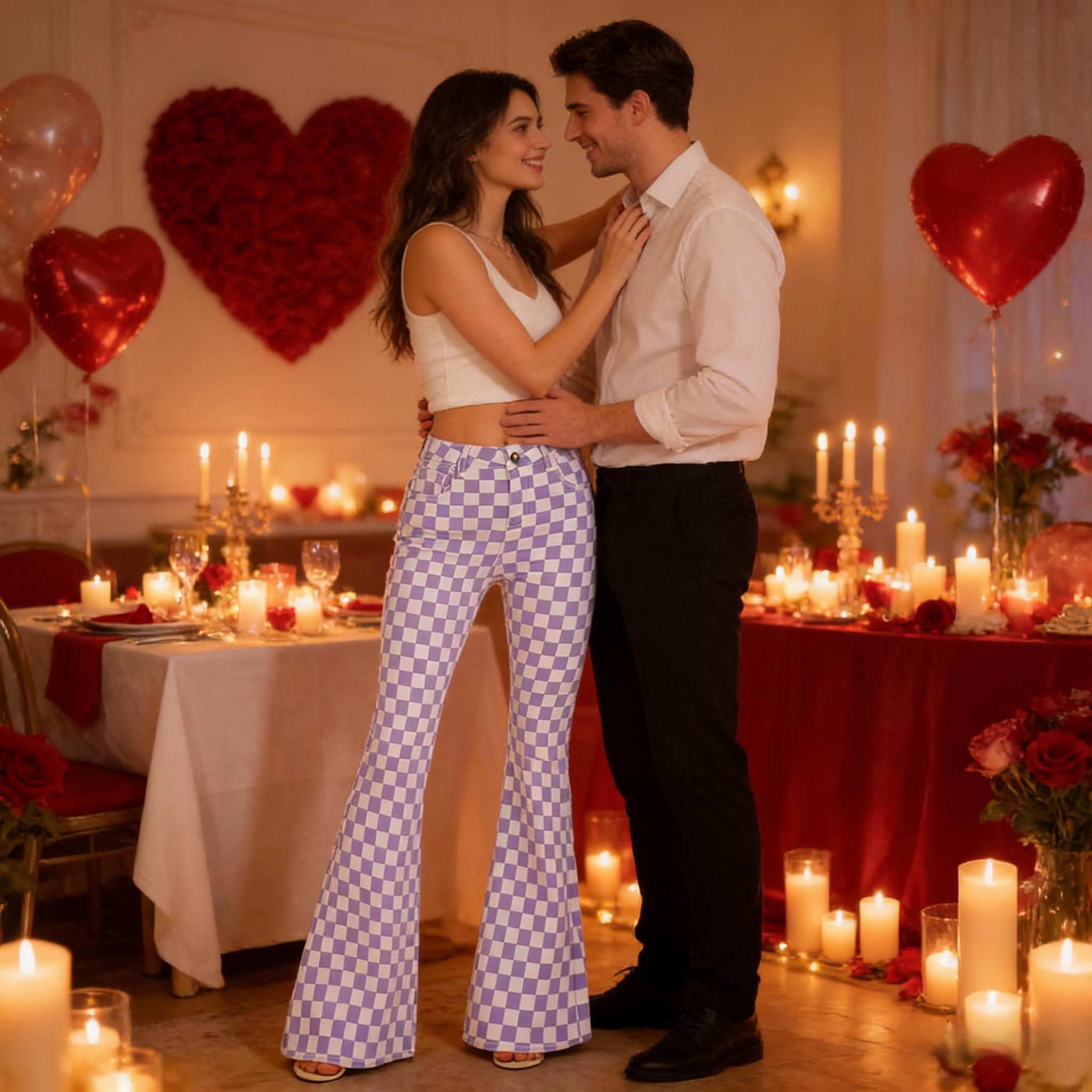 Odefou St. Patrick's Day Checkered Women’s Flare Jeans Spring Womeswear Stretchy Denim High Waist Plaid Bell Bottom Pants Football Game Outfit Slim Fit Retro Streetwear Y2K Party Casual Trouser Gifts for Wife Odefou St. Patrick's Day Checkered Women’s Flare Jeans Spring Womeswear Stretchy Denim High Waist Plaid Bell Bottom Pants Football Game Outfit Slim Fit Retro Streetwear Y2K Party Casual Trouser Gifts for Wife