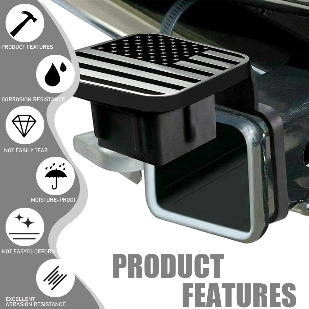 DIBMS USA American Flag Hitch Cover for 2 Inch Receivers - Trailer Hitch Cover Tube Plug Insert, Car Exterior Accessories for Trucks, Jeep, Tacoma, Ford, Chevy, GMC Dodge RAM & More