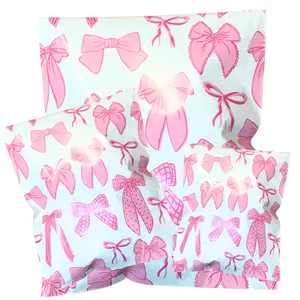 Ribbon Bow Poly Mailers | Self-Sealing, Waterproof & Tear-Resistant Envelopes | Bulk Packs of 25, 50, 100 | Sizes 6x9, 10x13 & 14.5x19 for Boutique Shipping