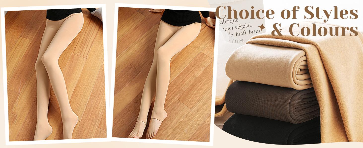 SHOWITTY 2 Pack Women's Fleece Lined Tights - ‌High Waist Fake Translucent Pantyhose, Comfortable Winter Warm Stockings