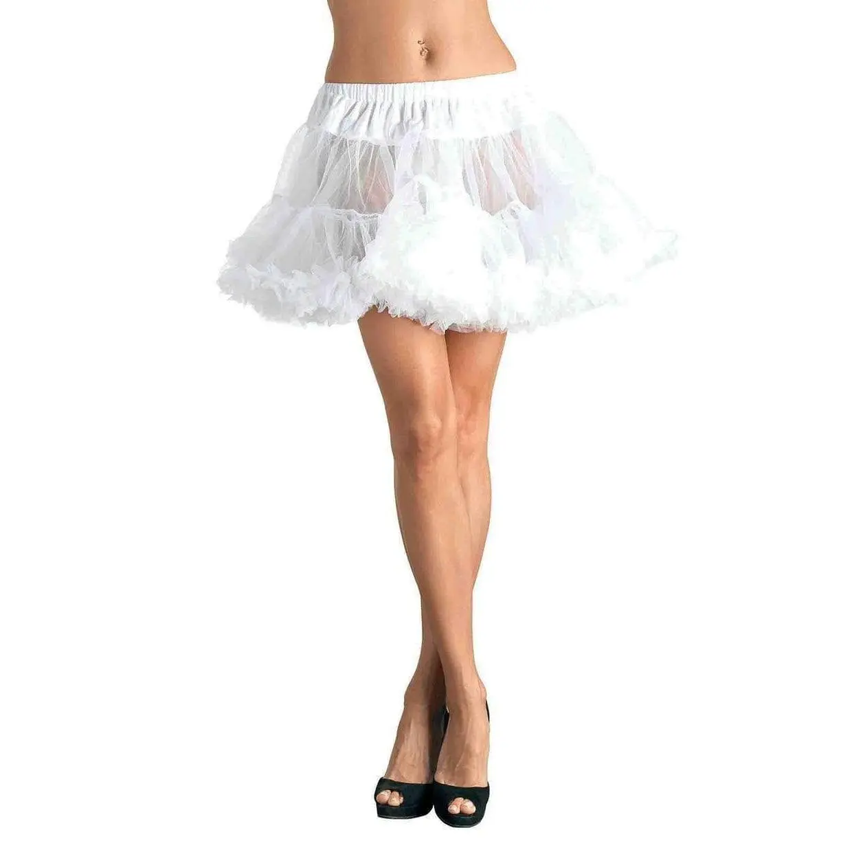 Women's Layered Tulle Petticoat Crinoline - Fluffy Ruffled Hem, Elastic Basic Lightweight Artificial Bottom, Fits Plus Sizes, Princess Skirt Look, Ballerina Tutu for Halloween & Dance, Bottoms