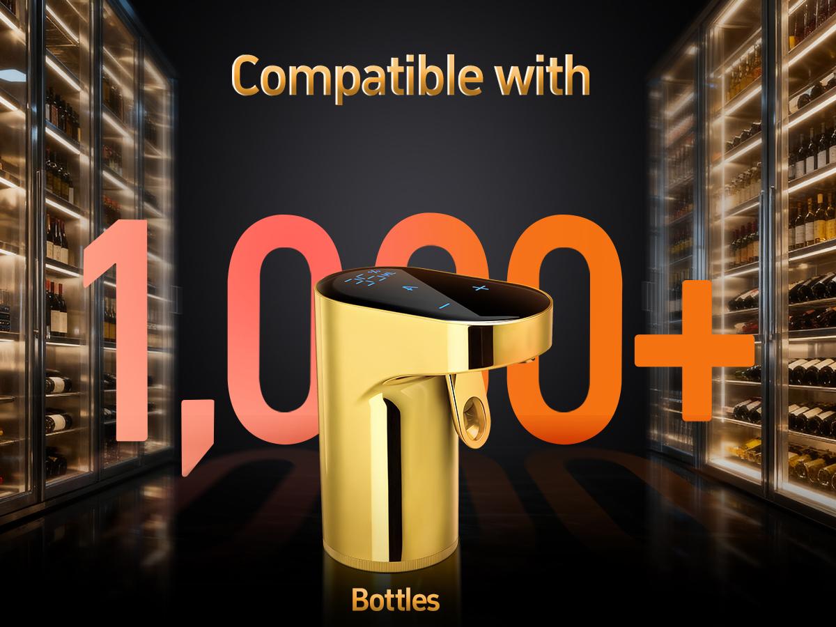 5-in-1 Electric Wine Decanter with Aerator,Digital Alcohol Bottle Dispenser Adjustable Dosing,Smart Whiskey Pourer, Liquor/Spirits Pump Automatic,Nice Gifts for Women Men Mom Dad Husband Boss (Gold)