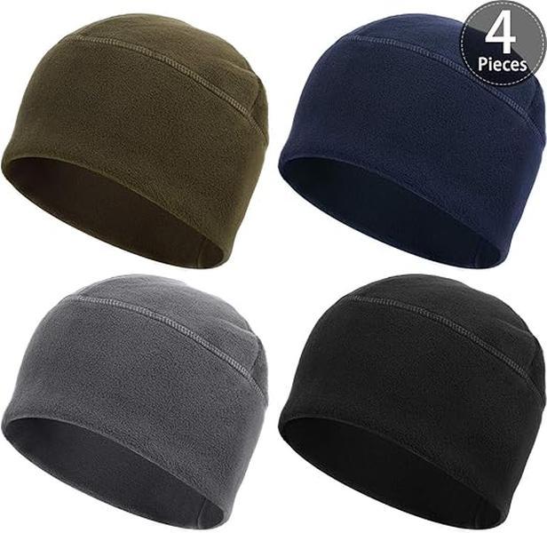 4PCS Fleece Watch Cap Skull Beanie | Winter Warm Hats for Men & Women ...