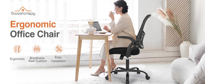 Home Office Computer Desk Chair, Ergonomic Mid-Back Mesh Rolling Work Swivel Task Chairs, Comfortable Lumbar Support, Comfy