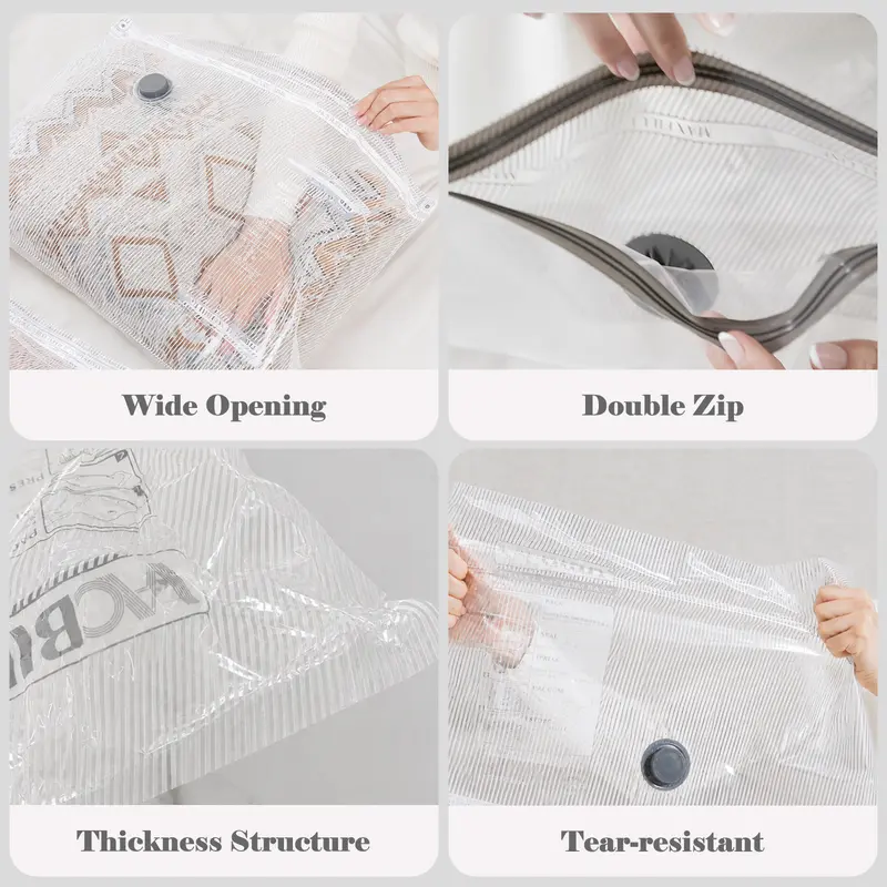 【BackToSchool】Vacease Cordless Travel Vacuum Bag Set with Rechargeable Fast-Compressing Air Pump, Multiple Sizes Durable Home Supplies, Airtight Resealable Organizers for Luggage, Sturdy Lightweight Space Saving Storage Organization Solution