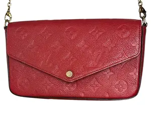 Pre-owned Louis Vuitton Leather Crossbody Bags Felicie Red Empreinte with gold chain and pouch