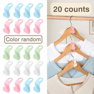 20 Counts Hanger Connector Hooks, Space Saving Clothes Hanger Hooks for Closet Organization, Multiple Random Colors