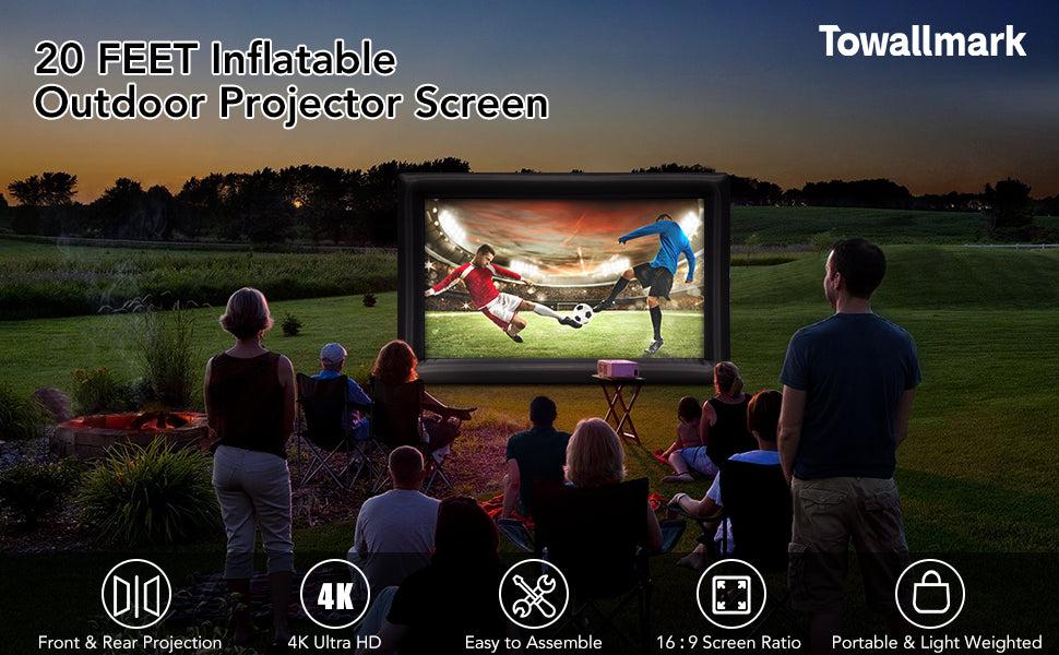 GARVEE 20FT Inflatable Projector Screen with Air Blower, 16:9 Screen Ratio, Easy to Carry Storage Bag, Ideal for Outdoor Movie Nights