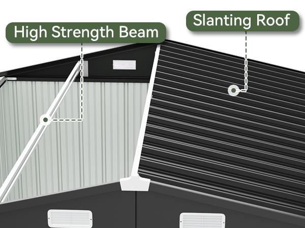 Aoxun Outdoor Storage Shed with Double Hinged Large Door Lockable Door & Sloped Roof Brown Metal Utility Garden Shed for Backyard Patio Brown Color