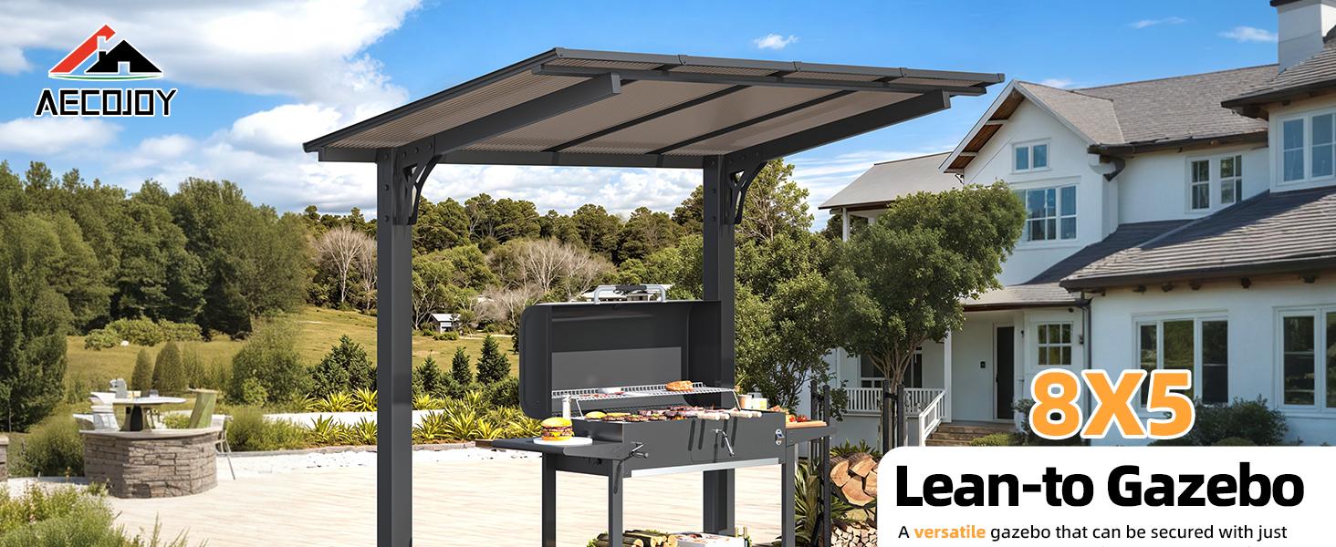 AECOJOY Gazebo Outdoor Pergola for Patio with Lean to Hard Top Grill, Clearance with Roof, Small Wall-Mounted Heavy Duty Awnings Adjustable Canopy AECOJOY Gazebo Outdoor Pergola for Patio with Lean to Hard Top Grill, Clearance with Roof, Small Wall-Mounted Heavy Duty Awnings Adjustable Canopy