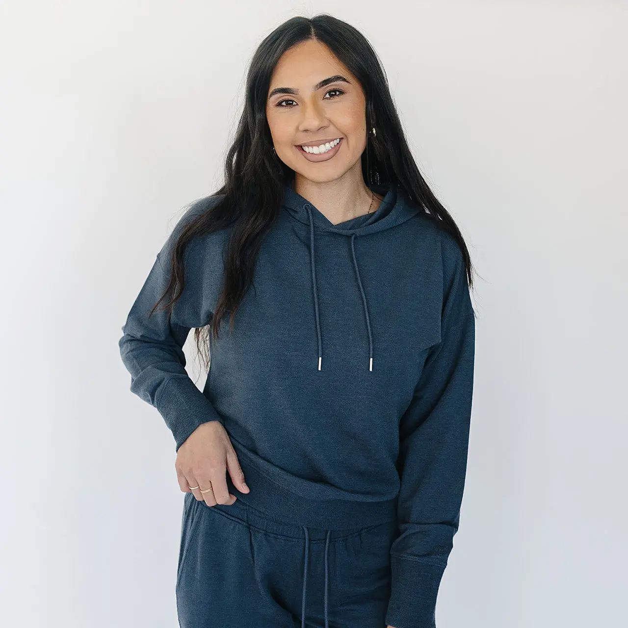 Women's Merino Wool Hoodie in Blue Graphite - Comfortable Long Sleeve Sweatshirt, a Breathable Essential for Travel & Lounging, Wrap, Fabrics, Casual, Sweatshirts, Tops