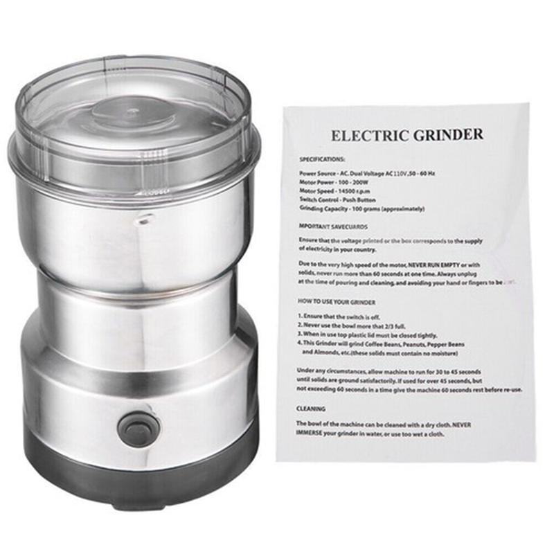 Electric Coffee Bean Grinder Nut Seed Grind Spice Crusher Mill Blender /Silver