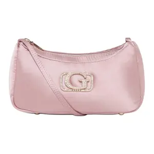 GUESS Embellished Logo Fabric Underarm Shoulder Bag in Pink or Black for Women