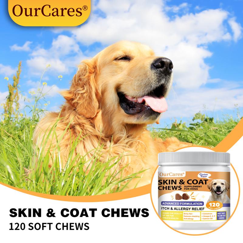 OurCares Salmon Oil for Dogs Skin and Coat Omega 3,6,9 Fish Oil Chews Dog Allergy Relief Chews Itch Relief Supplement Chicken Flavor - 120 Soft Chews Pet Daily Chewable OurCares Salmon Oil for Dogs Skin and Coat Omega 3,6,9 Fish Oil Chews Dog Allergy Relief Chews Itch Relief Supplement Chicken Flavor - 120 Soft Chews Pet Daily Chewable