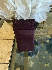 Pre-owned HOBO Leather Card Case Burgundy Carte Like New