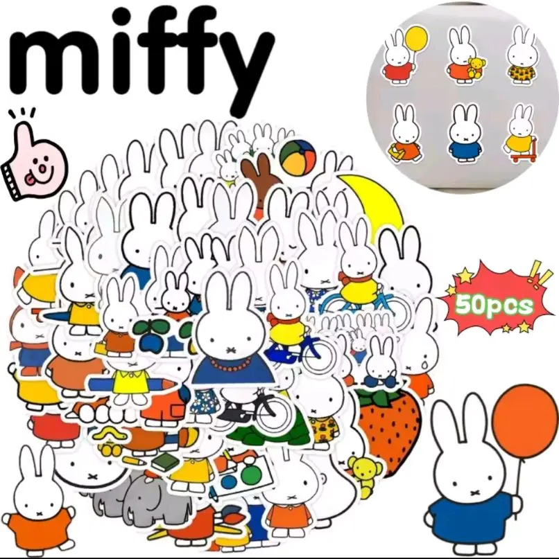 Kawaii Miffyi Rabbit 50 pcs Waterproof Sticker Pack | high color value animation cartoon printing creative mobile phone shell desktop waterproof decoration
