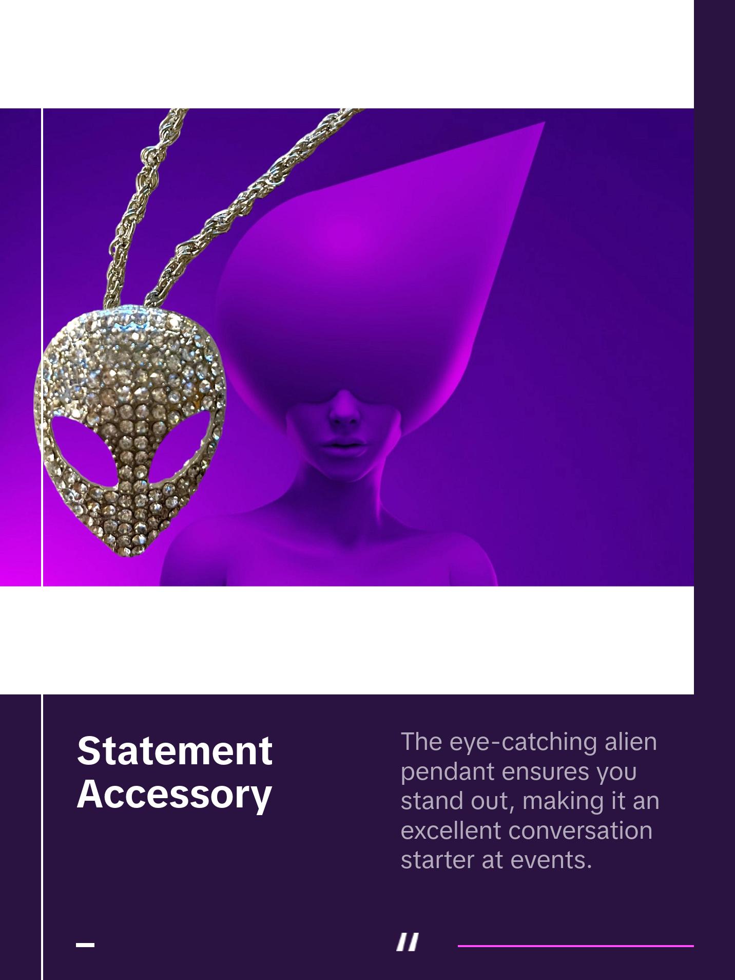 Cosmic Bling Rhinestone Alien Pendant Necklace