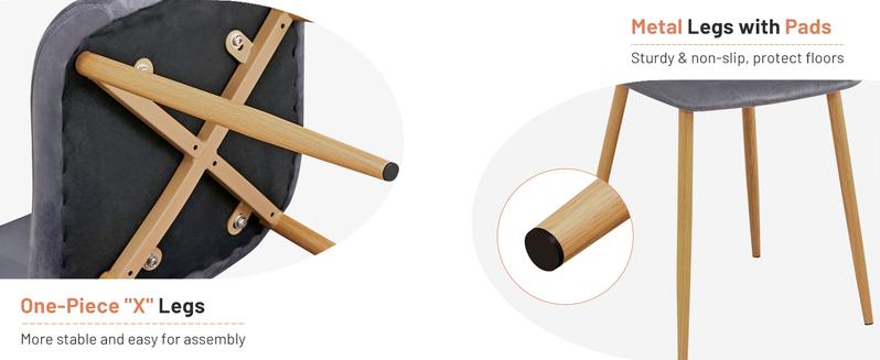 Homy Casa Charlton Suede Dining Chairs Light Luxury Ergonomic Design for Living Room & Lounge Use Foam Interior Seater Furniture