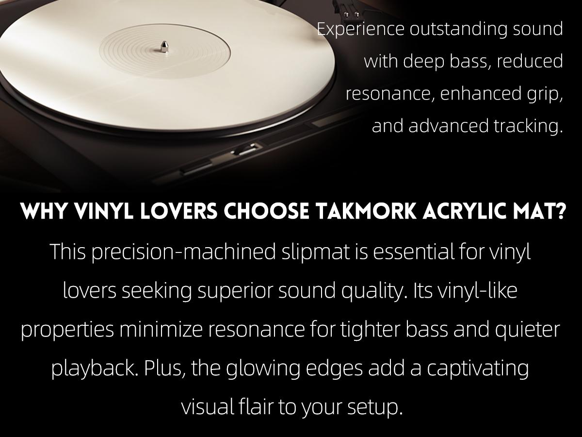 TAKMORK White Acrylic Turntable Mat Platter Mat for 12" Vinyl Record Player Audio
