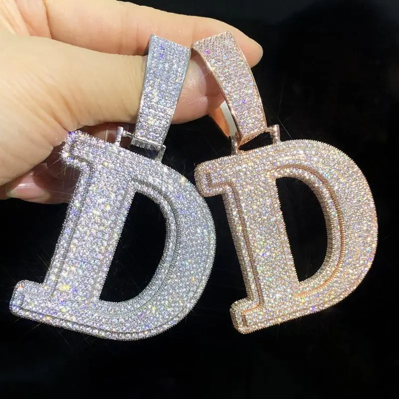 Gold-Tone Large Letter Pendant with 5A Zirconia Shine, Unisex Hypoallergenic DIY Charm Swap for Hip Hop Couples, Casual Bold Statement Piece, Durable Fashion Accessory