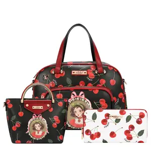 CHERRY LIPS 3 PIECE SET (SATCHEL, CROSSBODY, WALLET)