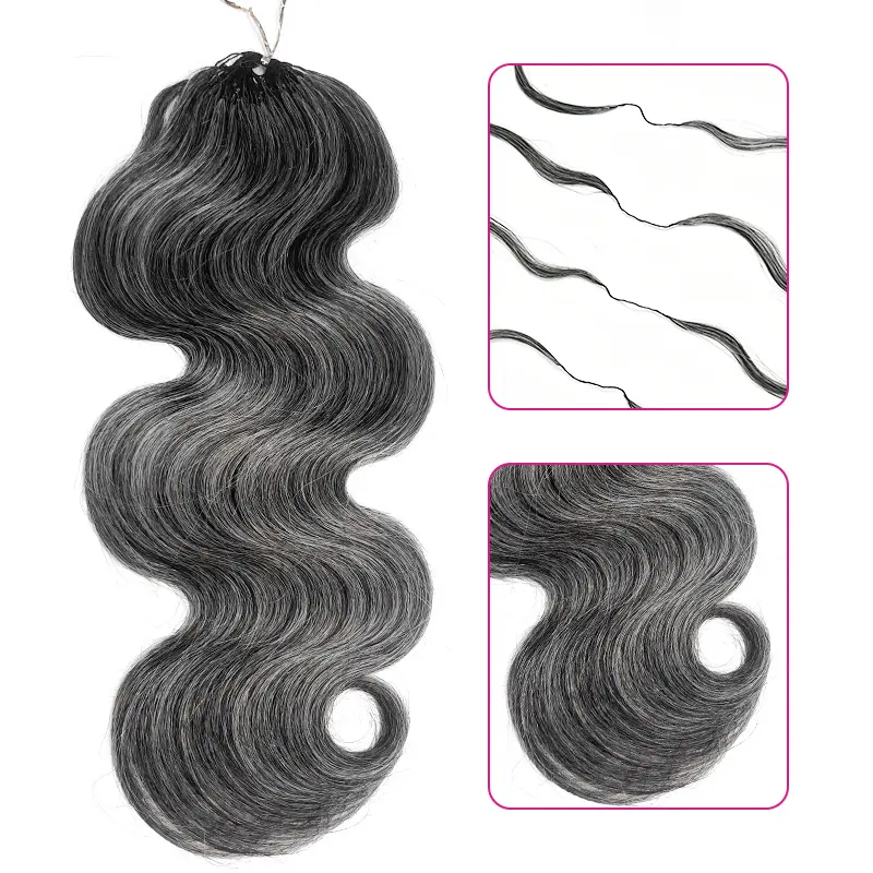 【NEW】ISEE HAIR Salt & Pepper Body Wave Human Hair Crochet Hair, Invisible Miracle Knots Pre-Looped Extensions for Boho Braids, Protective Style, Vacation Hair & Summer Hairstyles