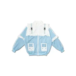 Game Over Frill Pastel Blue Jersey Oversized Jacket