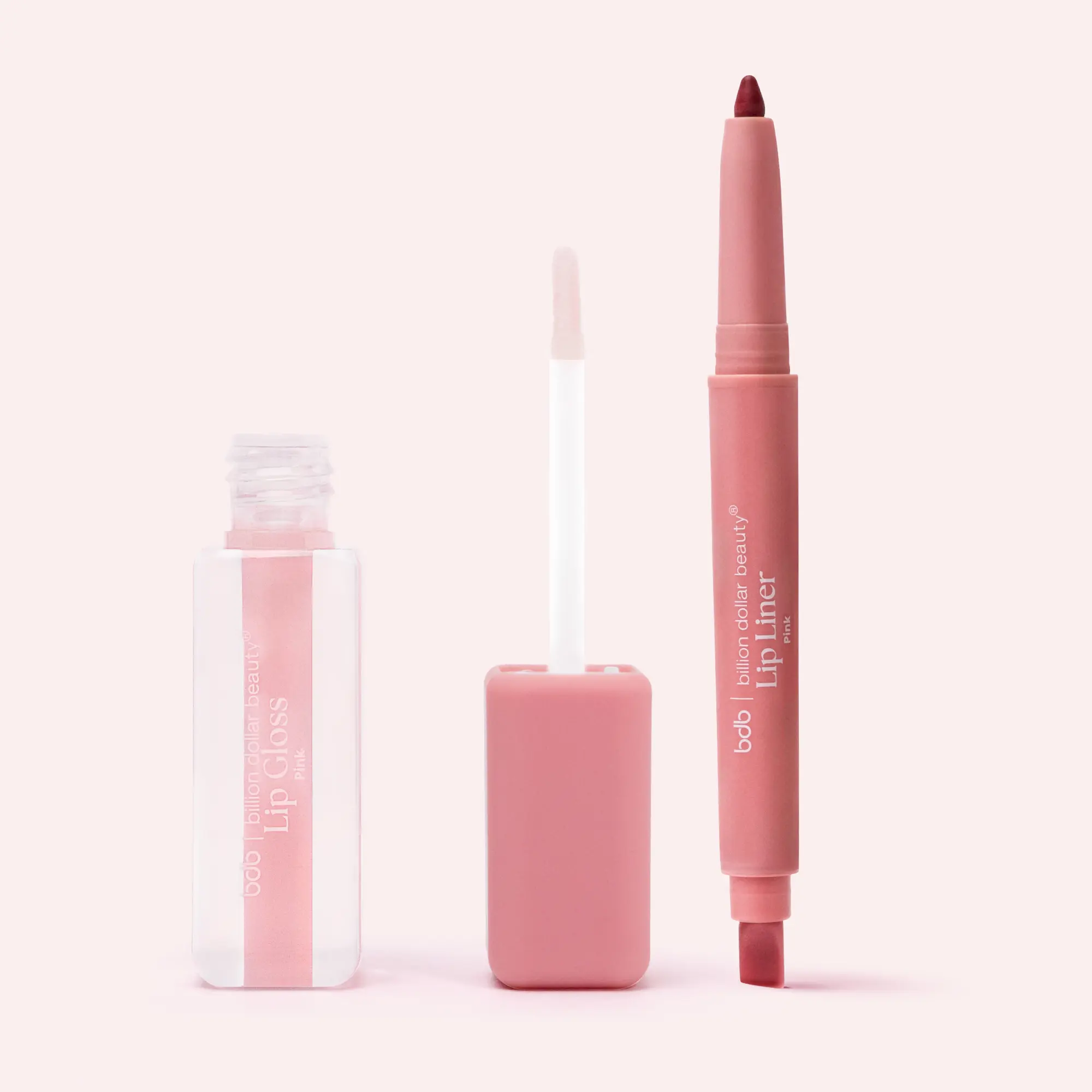 Lip Liner & Gloss Duo, Smooth-Glide Lip Liner + High-Shine Gloss Combo in Pink & Nude — Billion Dollar Beauty